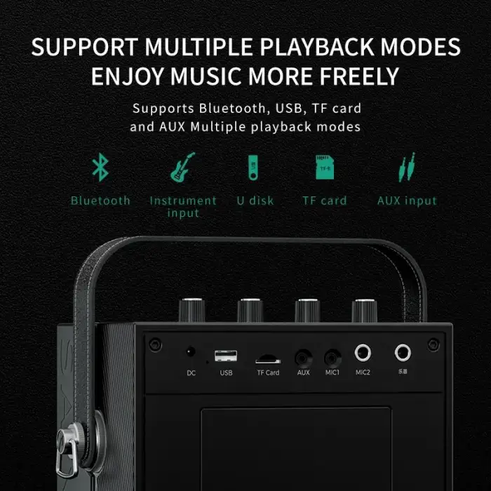 40W Portable Bluetooth Speaker Professional PA Speaker With Wireless Mic for Meeting Karaoke