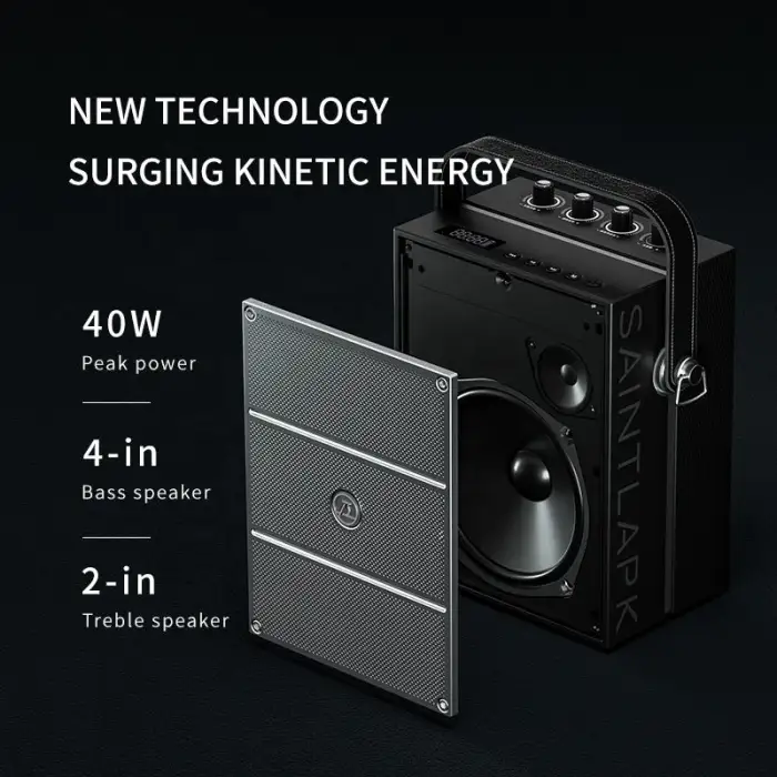 40W Portable Bluetooth Speaker Professional PA Speaker With Wireless Mic for Meeting Karaoke