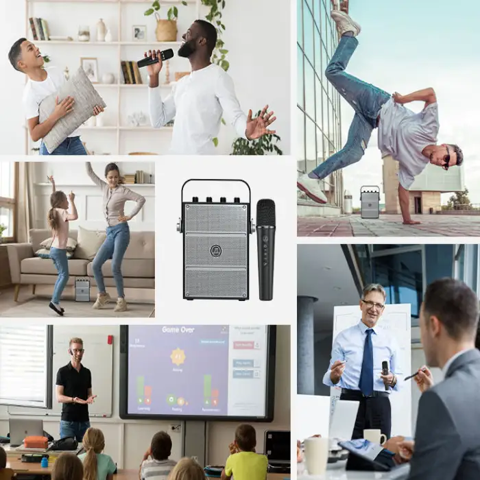 40W Portable Bluetooth Speaker Professional PA Speaker With Wireless Mic for Meeting Karaoke