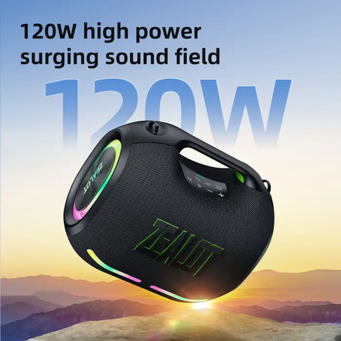 High Power Zealot ZE01 Portable for Bluetooth Speaker 120W USB Woofer with RGB LED for Mobile Phone Big Size for Parties