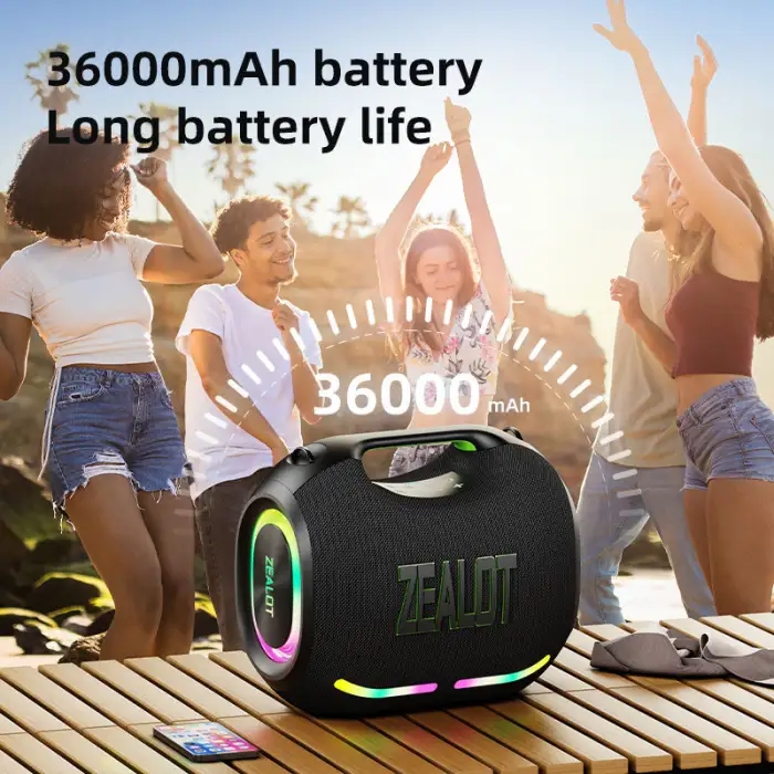 High Power Zealot ZE01 Portable for Bluetooth Speaker 120W USB Woofer with RGB LED for Mobile Phone Big Size for Parties