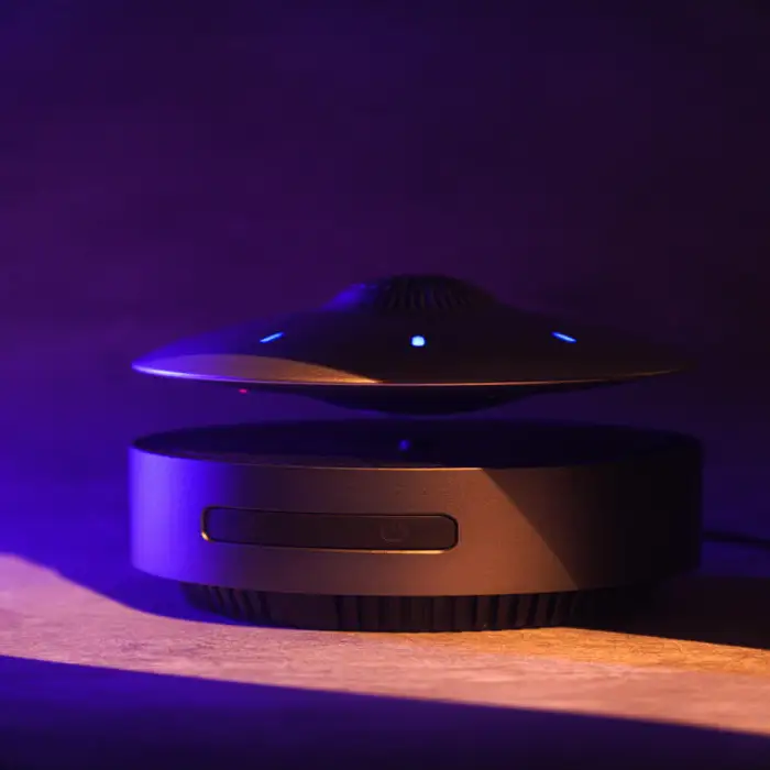 Portable Plastic Audio Player Parties Home Theater Mobile Phones DC Power Automatic Lift-Down Floating UFO Bluetooth Speaker