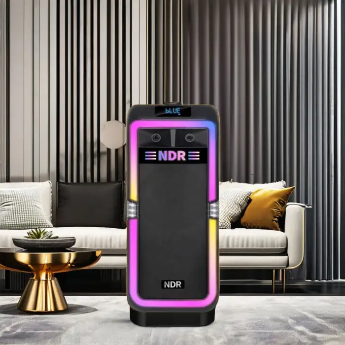 NDR-1708 8-Inch Active Woofer Trolley Speaker with 80W Outdoor Bluetooth Portable Bass Subwoofer Dual Microphone for Parties