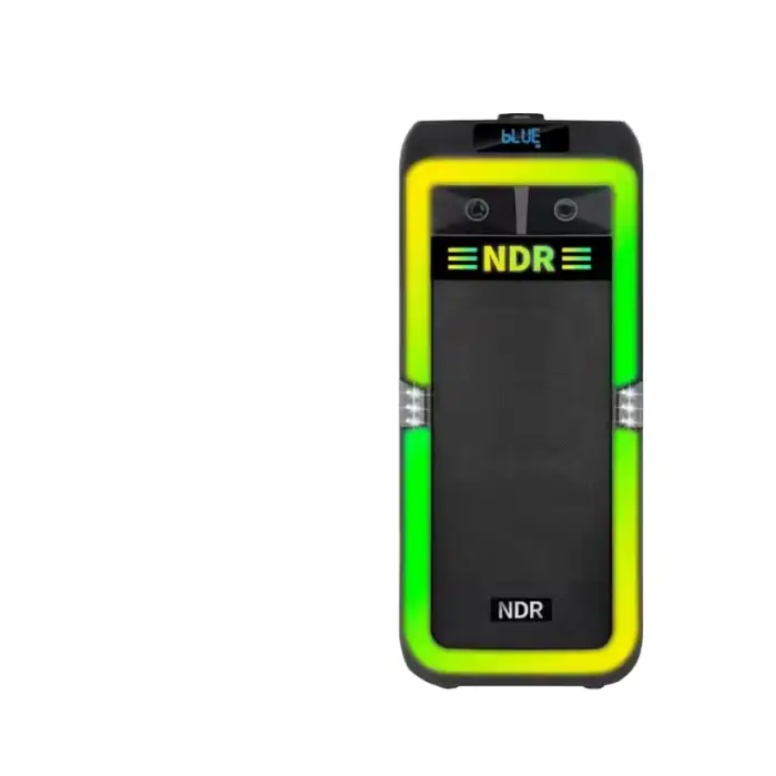 NDR-1708 8-Inch Active Woofer Trolley Speaker with 80W Outdoor Bluetooth Portable Bass Subwoofer Dual Microphone for Parties