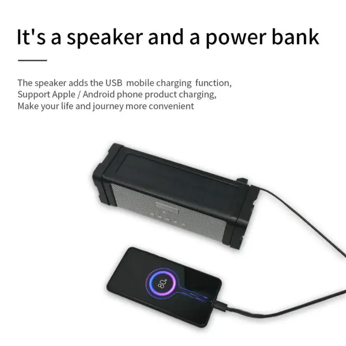 T68 Portable Solar Powered Wireless for Bluetooth Speaker Blue LED Light Waterproof for Outdoor Mobile Phone Charging