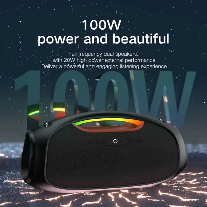 Dcolor Portable Hifi Sound Quality 100W Bt5.3 Ipx6 Waterproof Deep Bass Travel Party Box Speaker Wireless BoomBox Audio Speaker