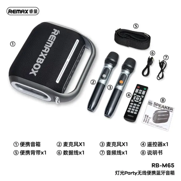 REMAX RB-M65 Party Light Portable Wireless Speaker With Dual Microphones