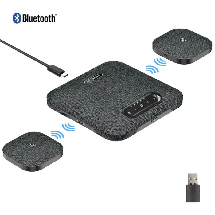 Conference Speaker and Microphone with Noise Reduction 360 Degrees Voice Pickup Portable Conference Speakerphone