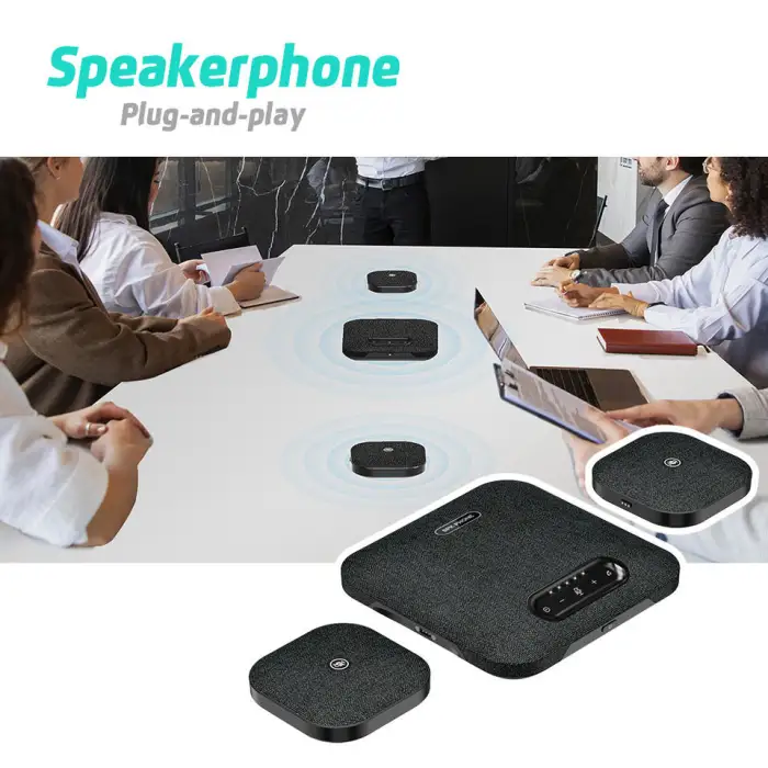Conference Speaker and Microphone with Noise Reduction 360 Degrees Voice Pickup Portable Conference Speakerphone