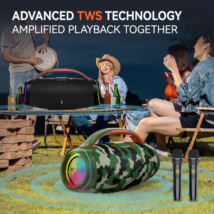 ZQS-X8 Audio Speaker Three-band Wireless Portable Waterproof and Dustproof Outdoor BT Speaker Stereo Karaoke Speaker