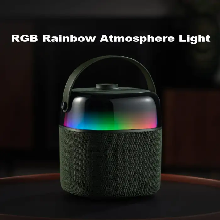 Rainbow Portable Speaker Home Audio Player Karaoke Machine Atmosphere RBG Light Bluetooth Speaker With Mic