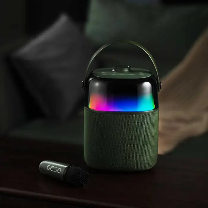 Rainbow Portable Speaker Home Audio Player Karaoke Machine Atmosphere RBG Light Bluetooth Speaker With Mic