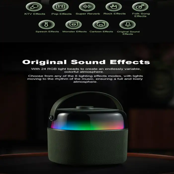 Rainbow Portable Speaker Home Audio Player Karaoke Machine Atmosphere RBG Light Bluetooth Speaker With Mic