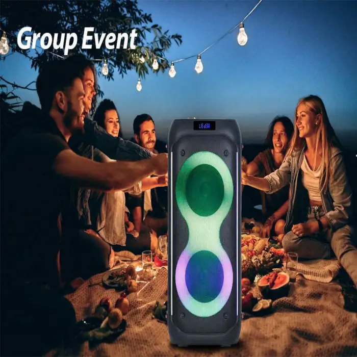 Portable Outdoor Wireless RGB Light & Sound Smart DJ Karaoke Party Box for Bluetooth Trolley Speaker with Bass Feature