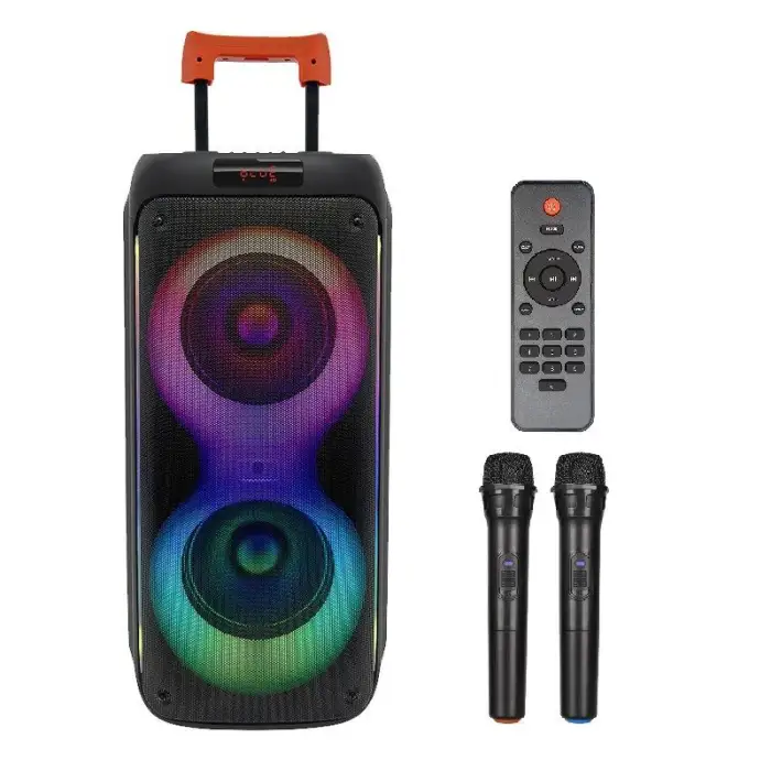 Portable Outdoor Wireless RGB Light & Sound Smart DJ Karaoke Party Box for Bluetooth Trolley Speaker with Bass Feature