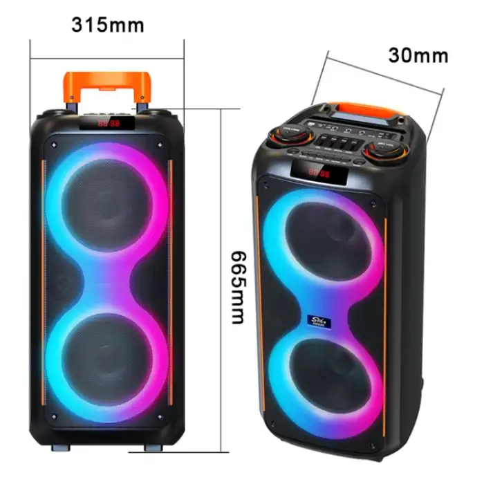 Portable Outdoor Wireless RGB Light & Sound Smart DJ Karaoke Party Box for Bluetooth Trolley Speaker with Bass Feature