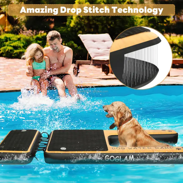 59x31.5x12inch Floating Pet Pool Stairs Dog Pool Boat Water Ladder Inflatable Dog Pool Ramp