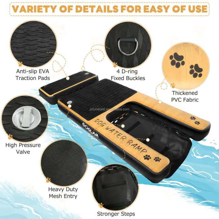 59x31.5x12inch Floating Pet Pool Stairs Dog Pool Boat Water Ladder Inflatable Dog Pool Ramp