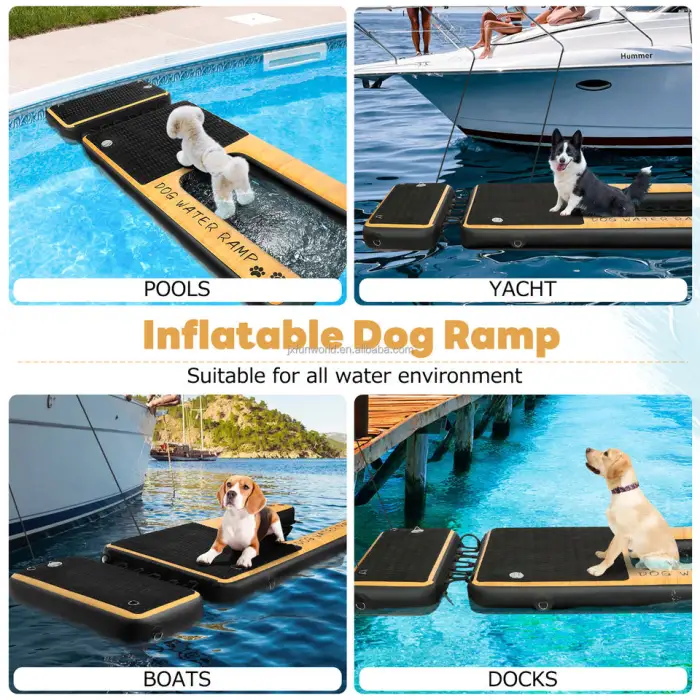 59x31.5x12inch Floating Pet Pool Stairs Dog Pool Boat Water Ladder Inflatable Dog Pool Ramp