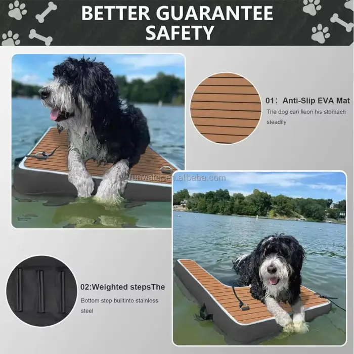 Eco-friendly PVC Dog Pool Dog Ramp Float Air Water Docks Inflatable Floating Platform Dog Floating Ramp for Boats