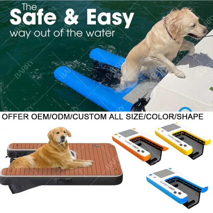 Durable Safe and Easy Access to Water for Dogs Swim Pools Lakes and Beaches Inflatable Floating Dog Ramp for Dock Pontoon Boat