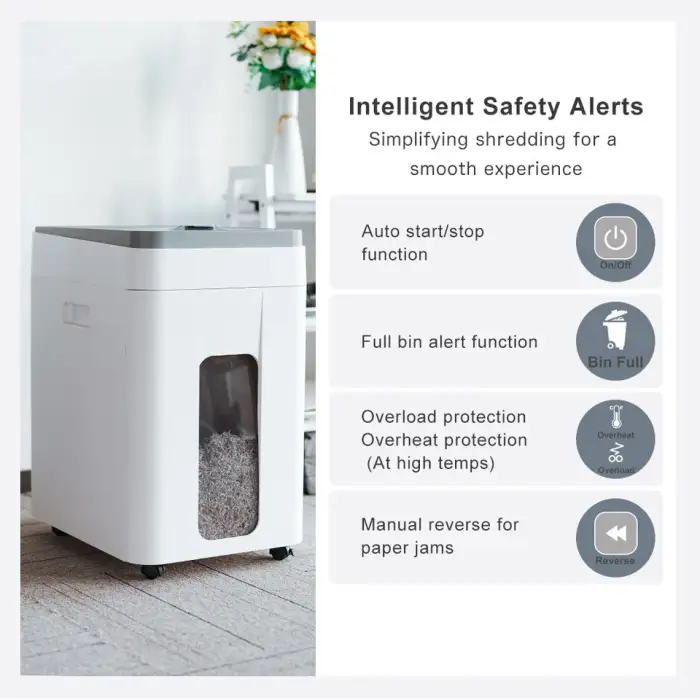 400 Sheets Auto Feed Paper Shredder: 50L P5 Heavy Duty Commercial Industrial Document Destroyer Micro Cut Machine Home Office