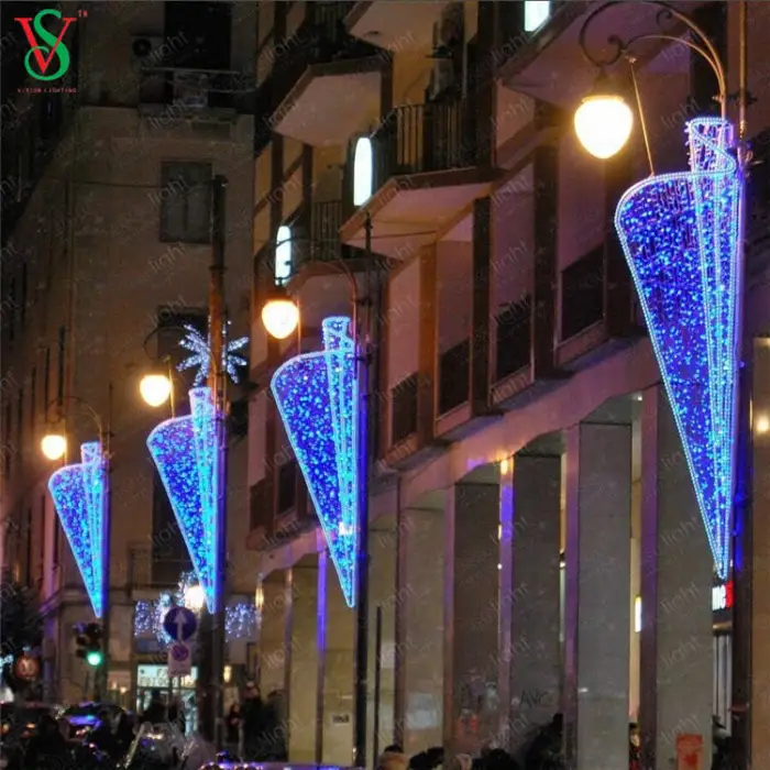 Holiday Year Christmas City Street Decoration Outdoor RGB Waterproof Lamp Pole Mounted Flower Star Motif Lights