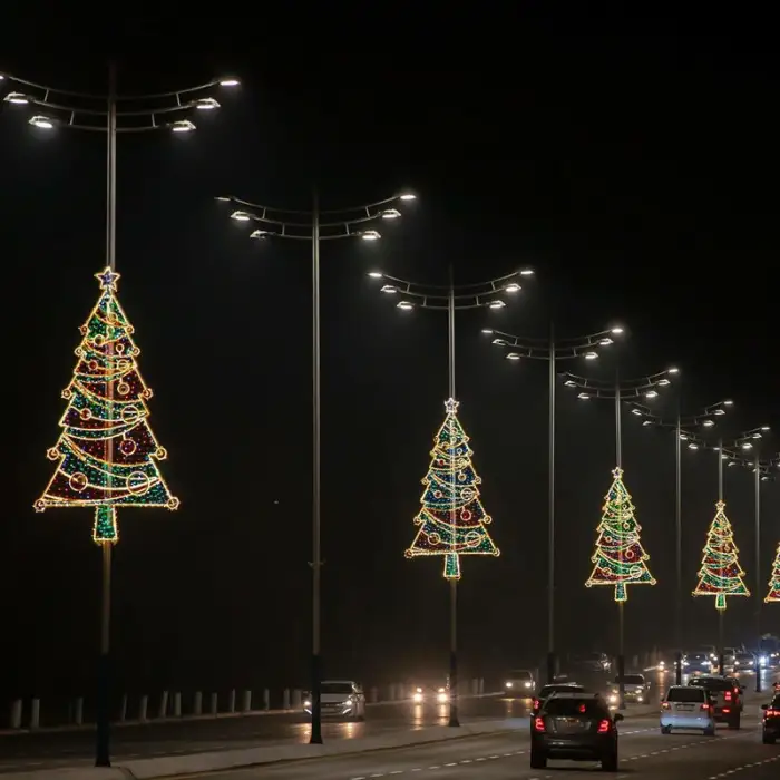 Outdoor Waterproof LED 2D Large Motif Street Pole Christmas Landscape Decorative Lighting Holiday Motif Lights