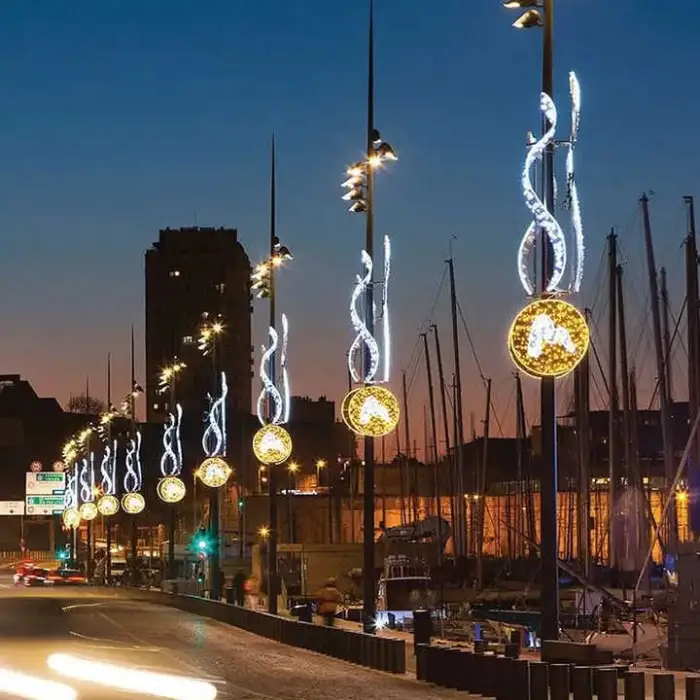 Outdoor Waterproof LED 2D Large Motif Street Pole Christmas Landscape Decorative Lighting Holiday Motif Lights