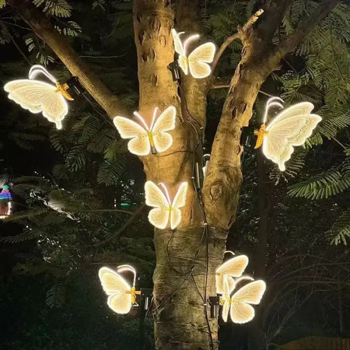 Waterproof IP65 Christmas Dynamic Wings butterfly 3D Motif Lights Acrylic butterfly Led Light Decoration