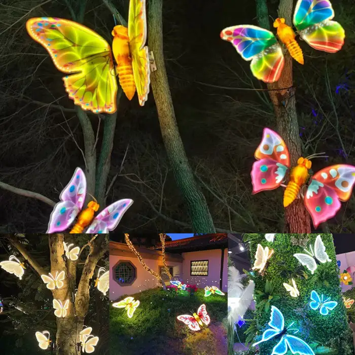 Waterproof IP65 Christmas Dynamic Wings butterfly 3D Motif Lights Acrylic butterfly Led Light Decoration