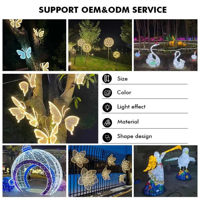 Waterproof IP65 Christmas Dynamic Wings butterfly 3D Motif Lights Acrylic butterfly Led Light Decoration