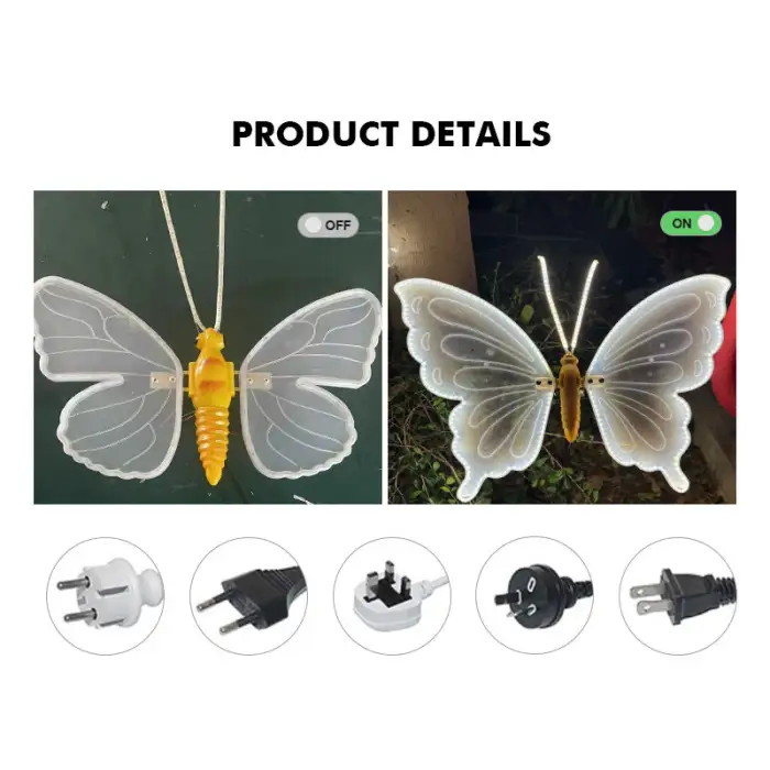 Waterproof IP65 Christmas Dynamic Wings butterfly 3D Motif Lights Acrylic butterfly Led Light Decoration