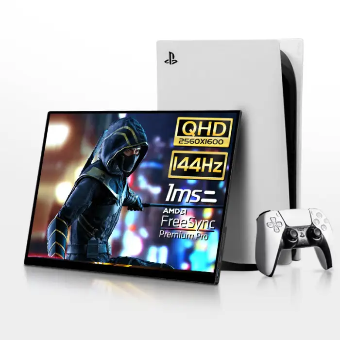 WUXGA 2.5K High Refresh Rate 144HZ IPS Gaming Portable Monitor Lightweight with FreeSync HDR Speaker External Display