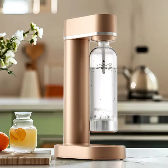 Gas-Powered Manual Cold Soda and Sparkling Water Maker Machine Plastic Home Desktop Installation No Electricity Required