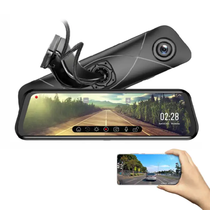 4K 1080p Mirror Dash Cam 170 Degree Wide Angle G-sensor Dash Cam App Control Parking Monitor Mirror Dashcam