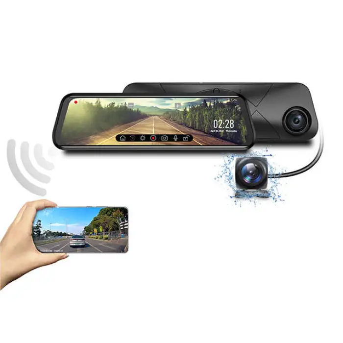 4K 1080p Mirror Dash Cam 170 Degree Wide Angle G-sensor Dash Cam App Control Parking Monitor Mirror Dashcam