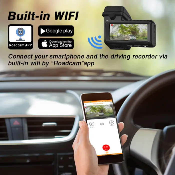 HD 1080p Android DVR USB Front Mini WiFi Night Vision Car Camera Dash Cam Front and Rear