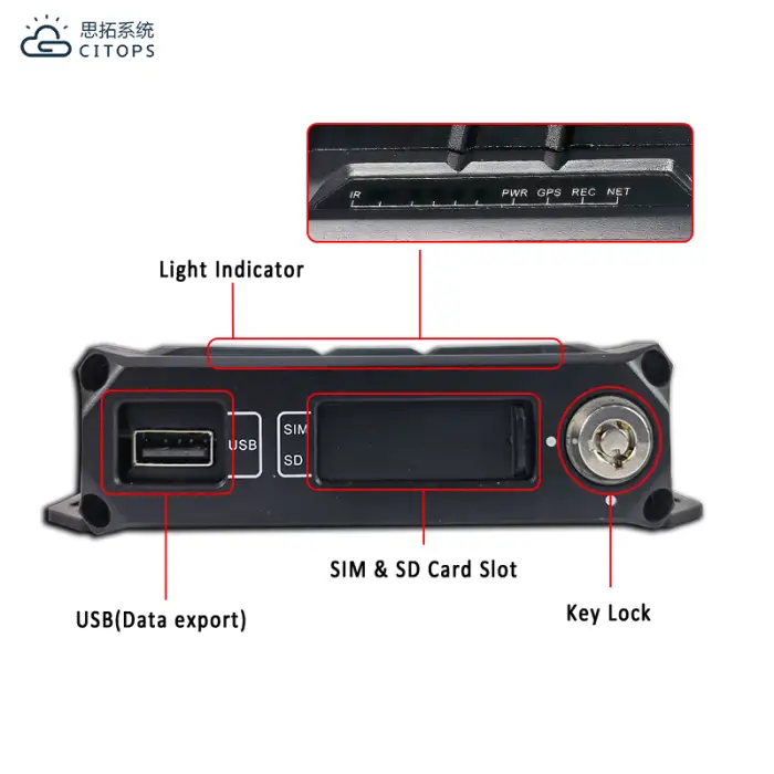 4G 1080P Truck HD Vehicle Monitoring 4 Channel DVR Video Recorder H.264