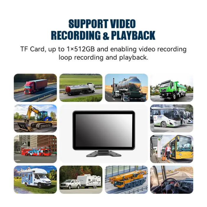 BSD All-in-One 4-Channel HD Touch Screen DVR Monitor Kit Vehicle Backup Camera System for Truck Bus Rear View Side View Box AHD