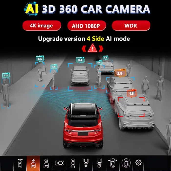 4 Side AI 3D 360 Degree Car Camera System 4K AHD 1080P Car 360 Camera Bird View System for Toyota Prado