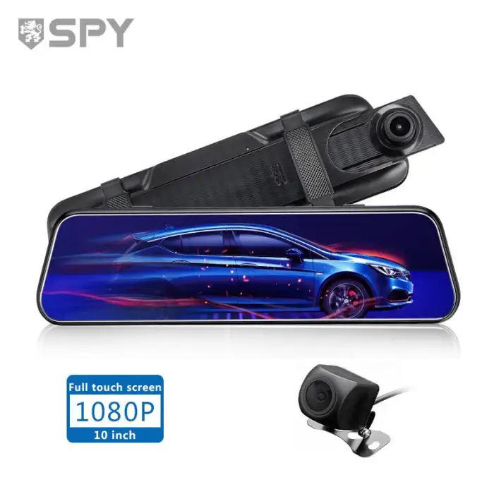 Backup Camera 10" DVR Mirror Dash Cam Touch Screen 1080P Rearview Front and Rear Dual Lens with Waterproof Reversing Camera