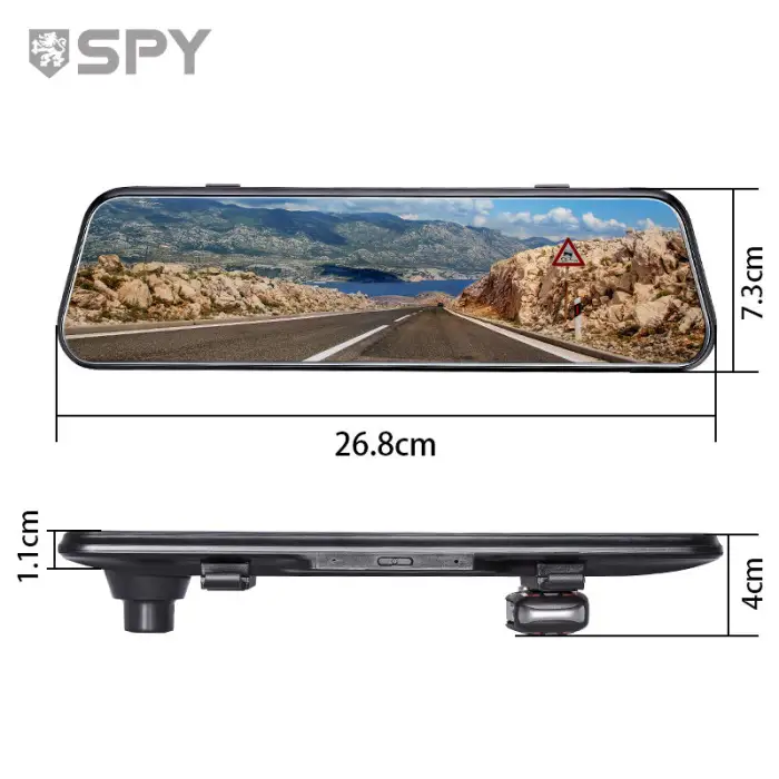 Backup Camera 10" DVR Mirror Dash Cam Touch Screen 1080P Rearview Front and Rear Dual Lens with Waterproof Reversing Camera