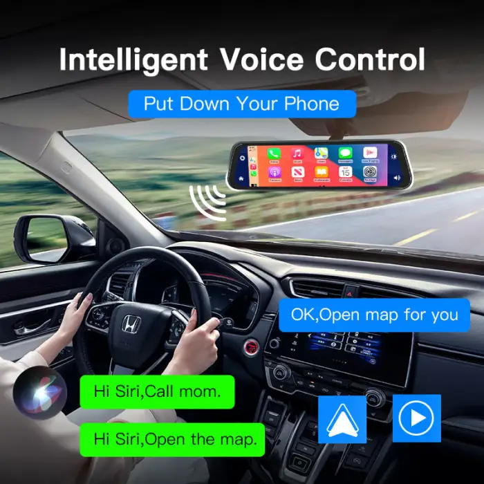 XYD 9.66'' Mirror Dash Cam Backup Camera Full HD Smart Rearview Mirror for Cars Trucks 1080P Front and Rear View Dual Cameras 5W