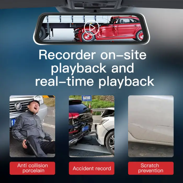 XYD 9.66'' Mirror Dash Cam Backup Camera Full HD Smart Rearview Mirror for Cars Trucks 1080P Front and Rear View Dual Cameras 5W