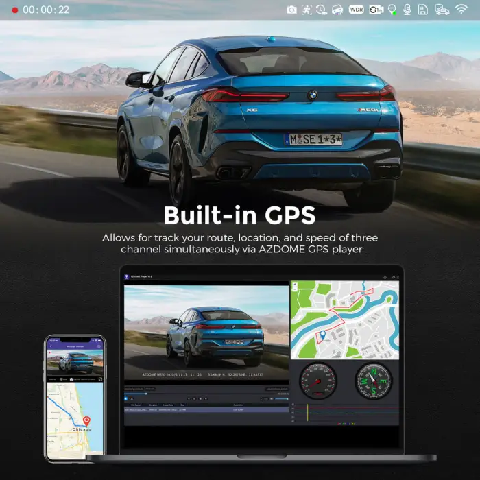 Wifi 2024 AZDOME M580 5K Two Dash Cam Front and Rear 4k Car Cameras Car Black Box Dashcam with GPS Sony IMX415 Chip