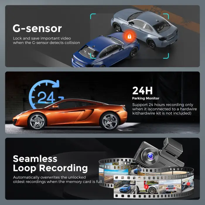 Wifi 2024 AZDOME M580 5K Two Dash Cam Front and Rear 4k Car Cameras Car Black Box Dashcam with GPS Sony IMX415 Chip