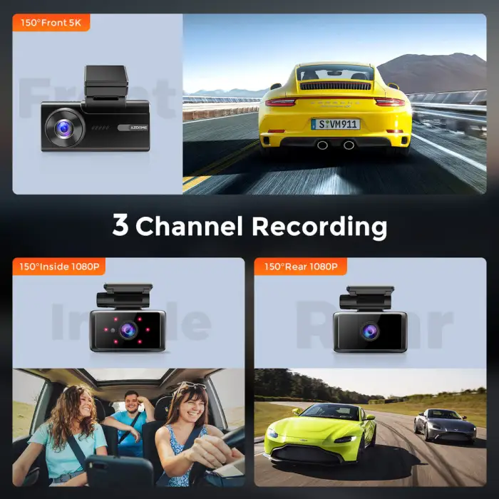Wifi 2024 AZDOME M580 5K Two Dash Cam Front and Rear 4k Car Cameras Car Black Box Dashcam with GPS Sony IMX415 Chip