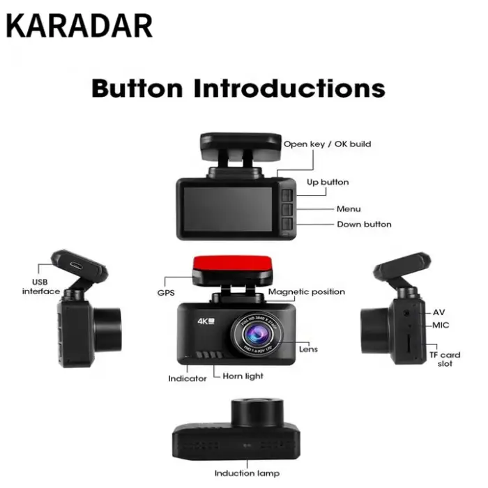 High Grade Dual Dash Cam Front and Rear 4K Dash Cam 2.45 Inches Video Recorder Built-in Wifi and Gps Dashcam 4K Fully Hidden T8