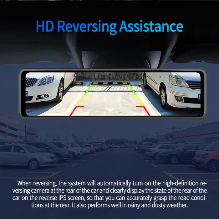 Car DVR Front and Rear 4k Dash Cam Dual Screen HD 1080P Rear View Mirror Multimedia Video Recorder Wireless CarPlay&Android Auto